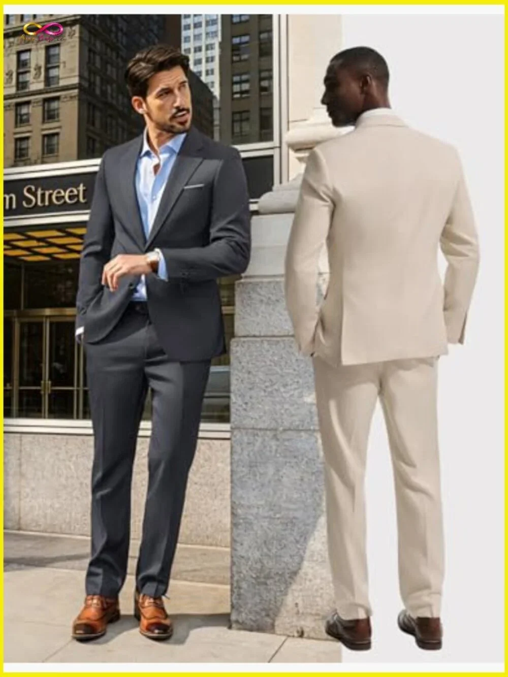 Classic Fit Two Button Blazer Suit Set Business Dress Elegant Minimal